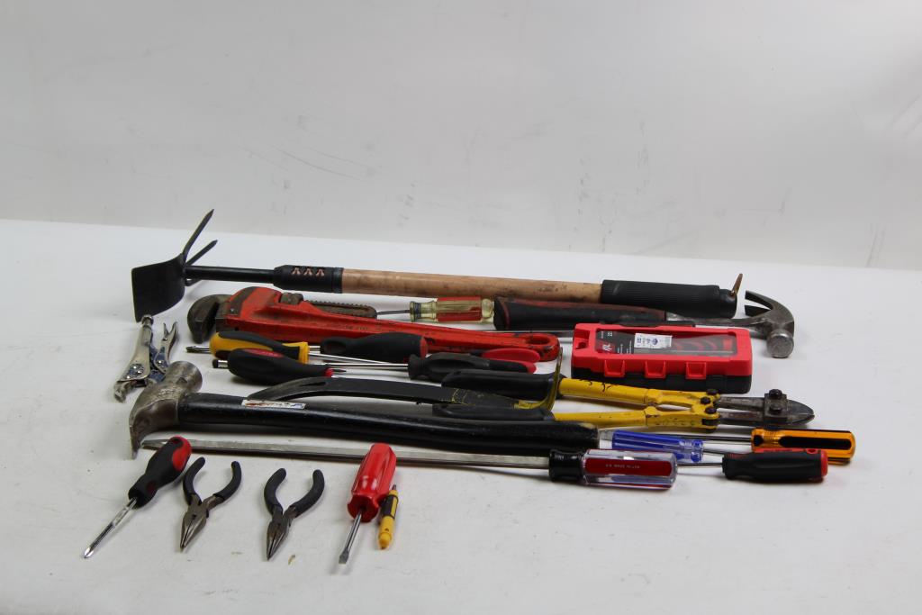 Pry Bar, Pipe Wrench, Hammers And More 40+Pieces Property Room