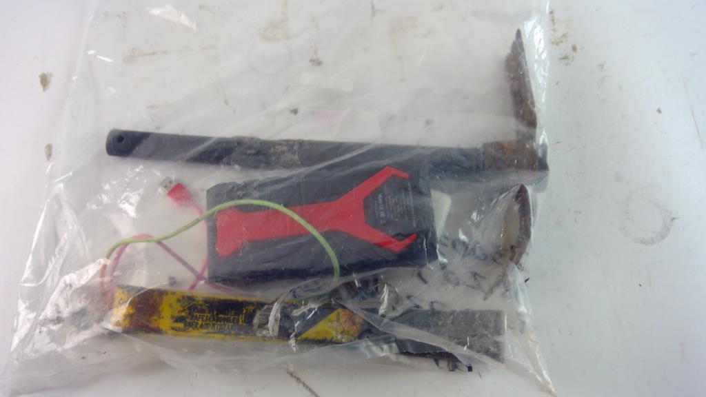 Prybar, Portable Battery, Loupe & More, 4 Pieces Property Room