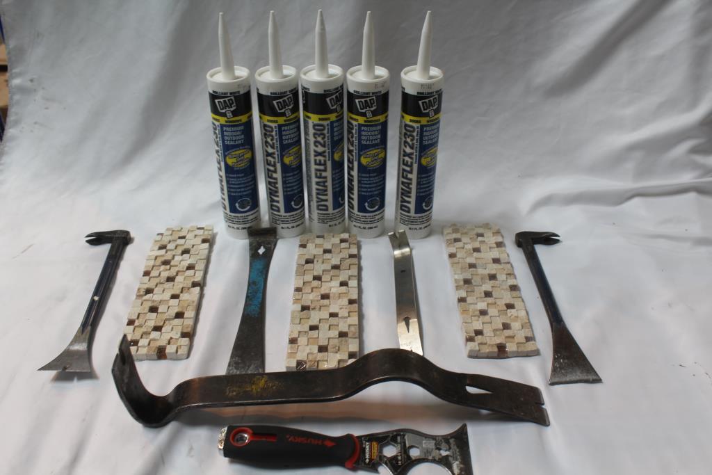 Prybars, Dynaflex Sealant, Ceramic Tiles, Husky Putty Knife 15 Items