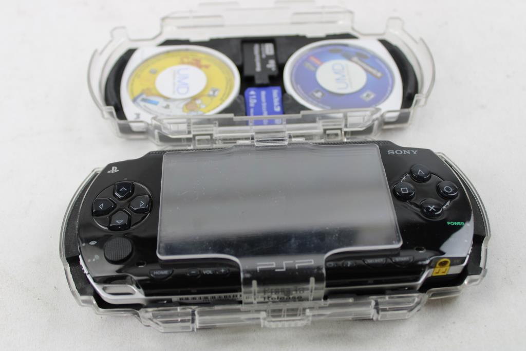 PSP In Case With 2 Games, 2 Memory Stick Duo Pro