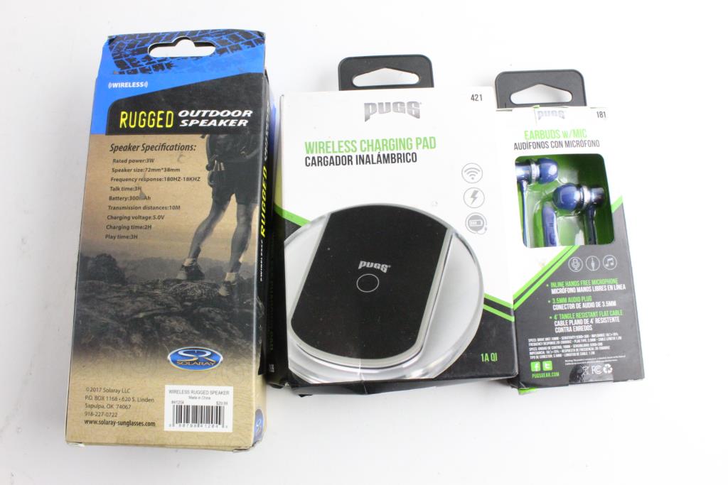 Pugs Wireless Charging Pad And More, 3 Pieces Property Room