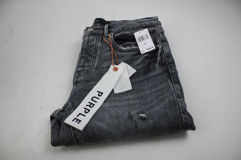 Purple Brand Slim Fit Low Rise With Slim Leg Jeans, Gray, Size 30