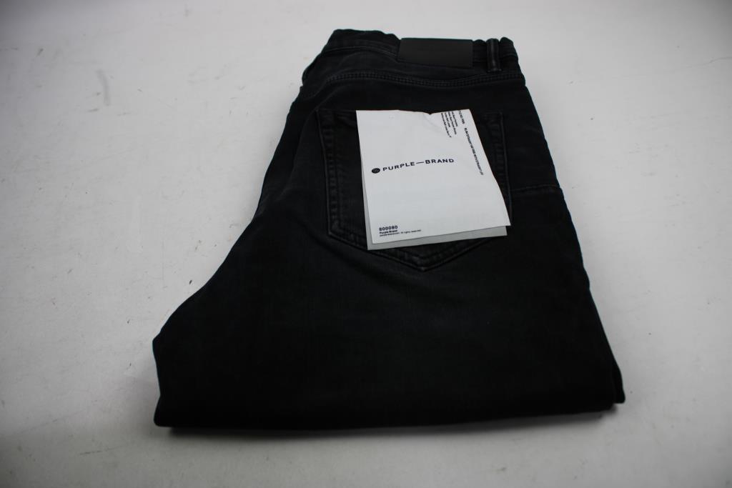 Purple Brand Slim Straight Mid Rise With Straight Leg Jeans, Black, Size 34