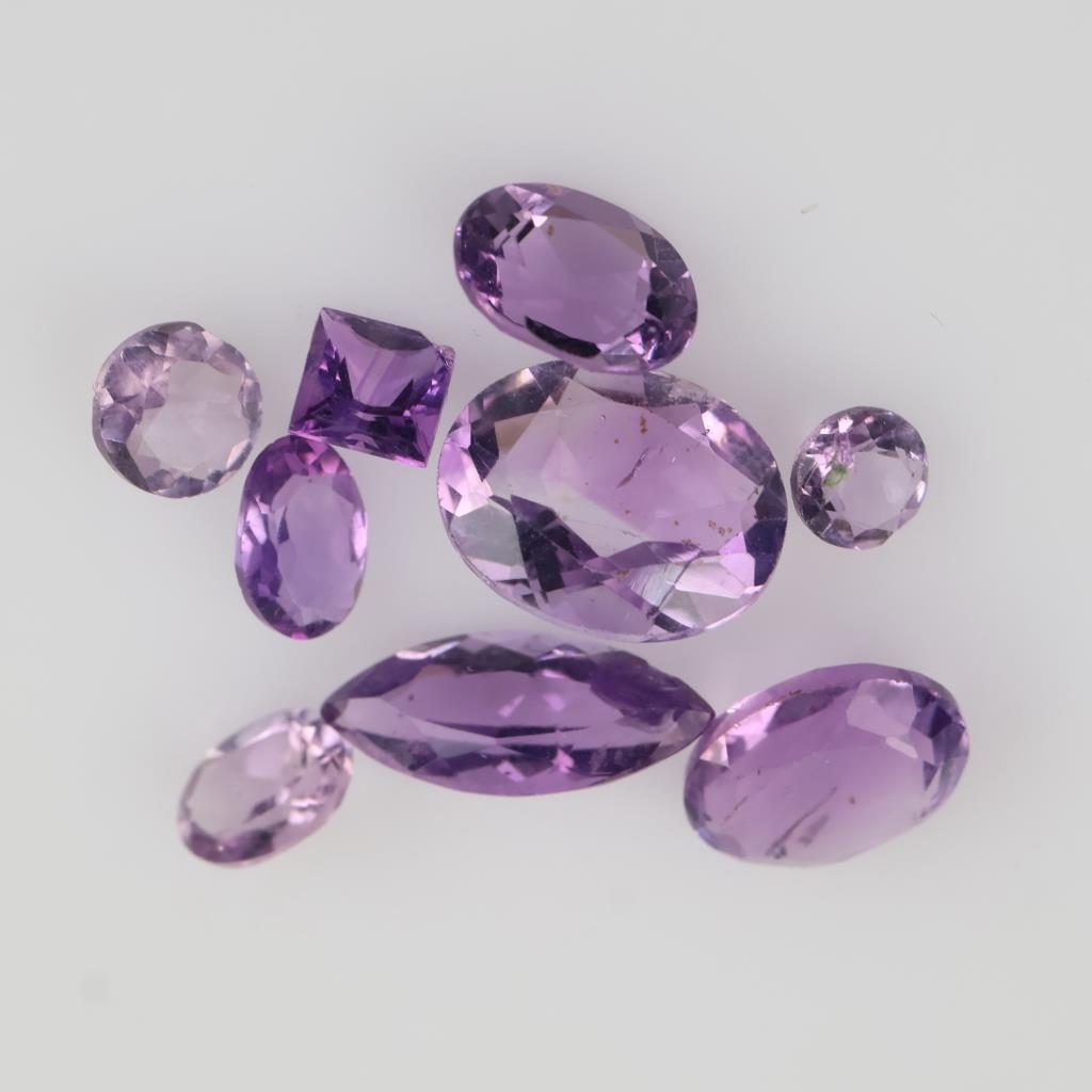 Purple Faceted Loose Jewelry Craft Stones, 9 Pieces