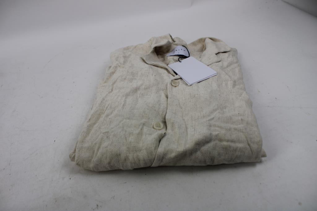 Raith Off-White Button Up Shirt, Large