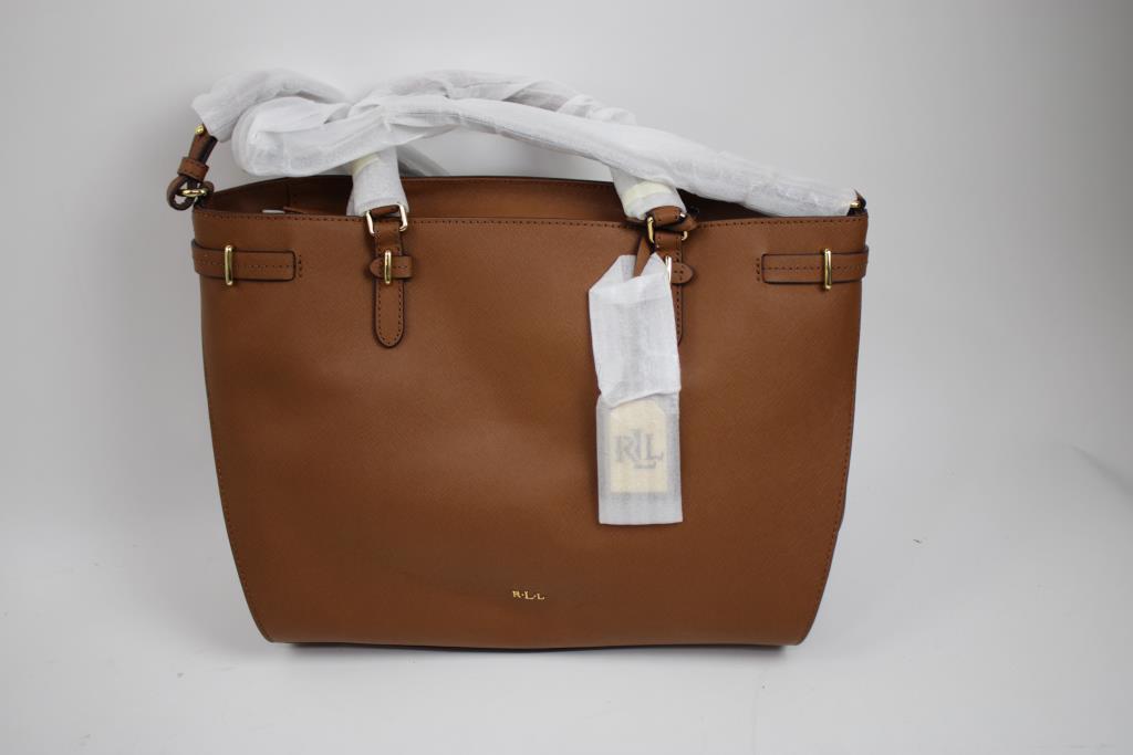 Ralph Lauren Brown Leather Medium Tote Handbag