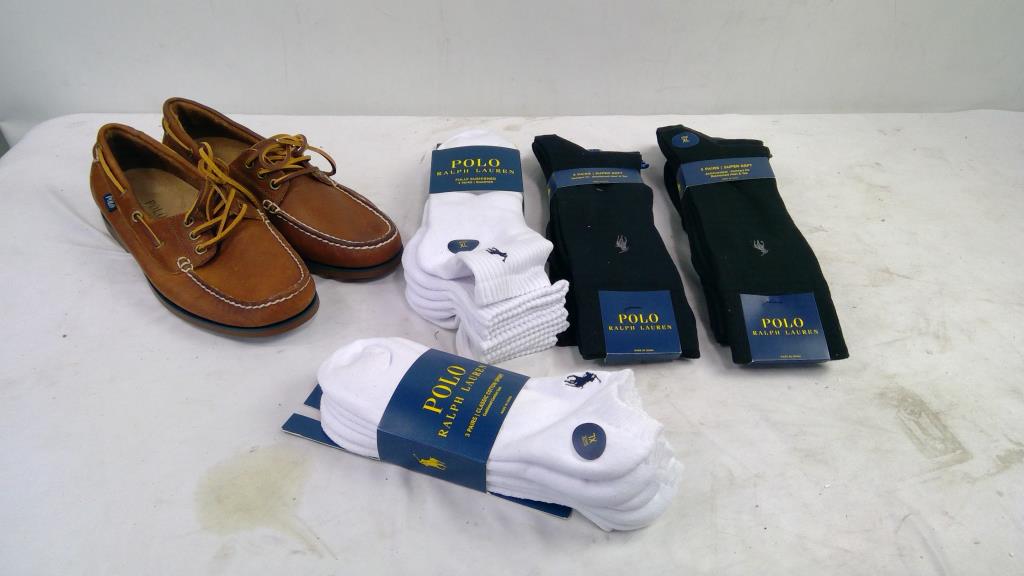 Ralph Lauren Polo Shoes, Socks, Size 8.5