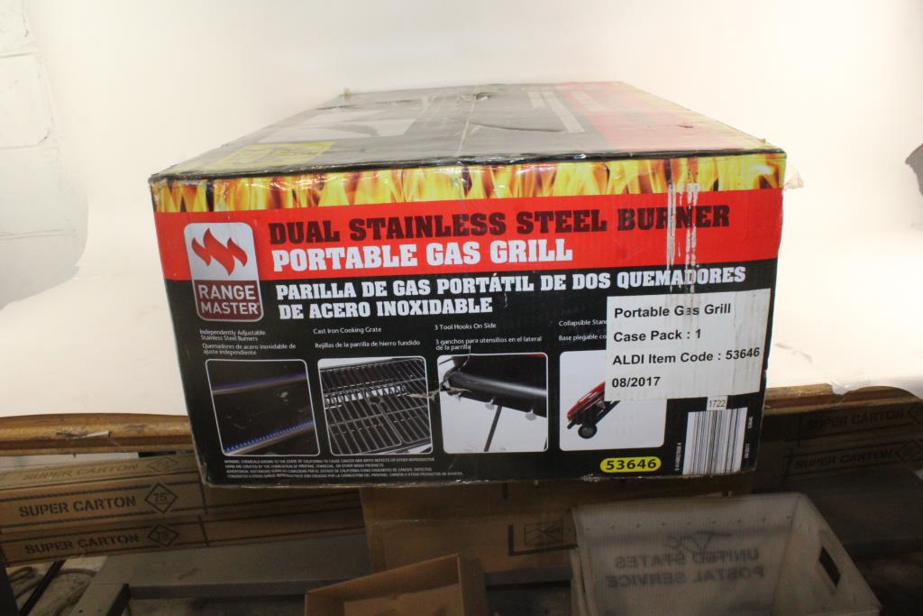 Range Master Dual Stainless Steel Burner Portable Gas Grill Property Room