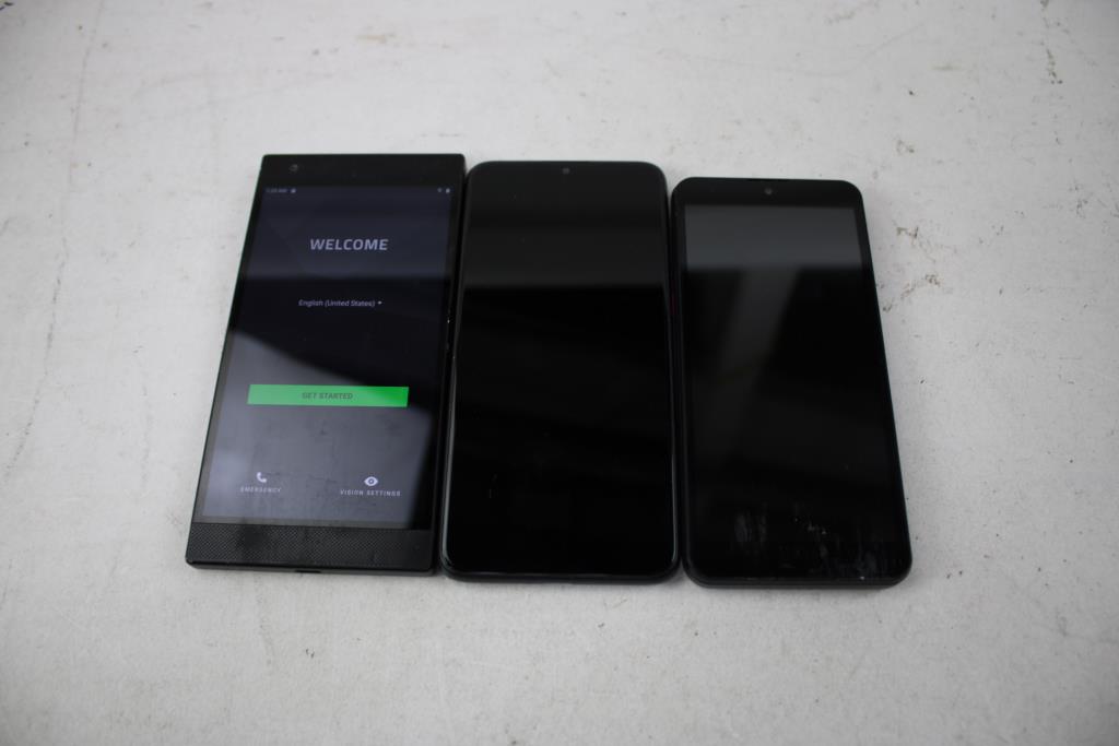 Razer, Alcatel, Foxx Cell Phone Lot, 3 Pieces, Sold For Parts