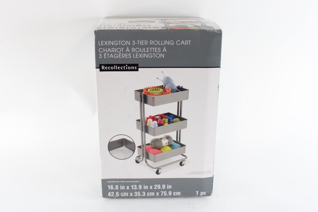 Recollections Lexington 3 Tier Rolling Cart Property Room