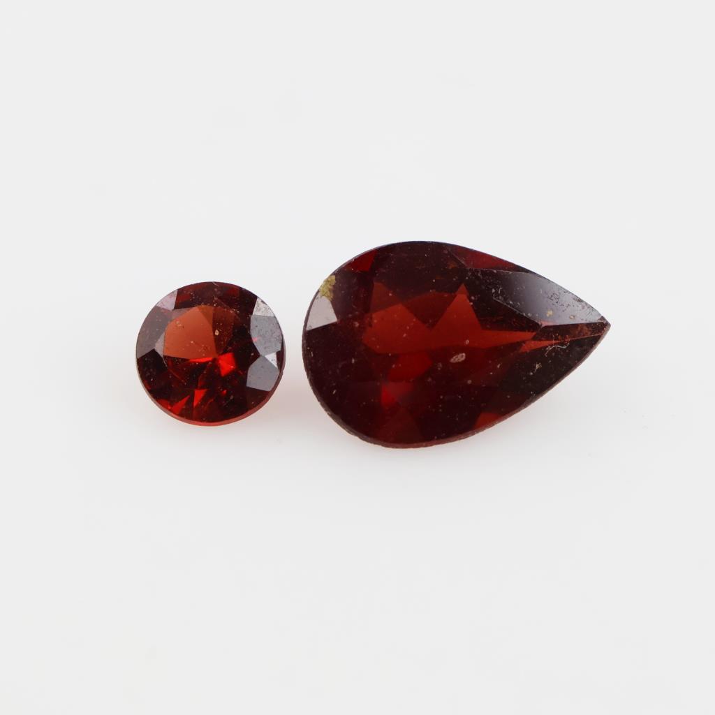 Red Faceted Loose Jewelry Craft Stones, 2 Pieces