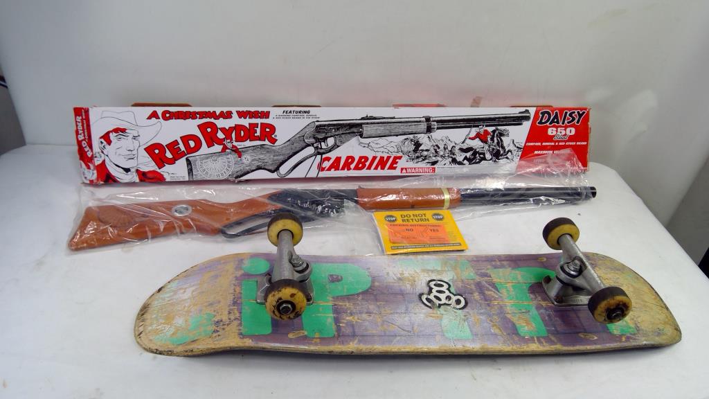 Red Ryder Rifle In Box, Skateboard