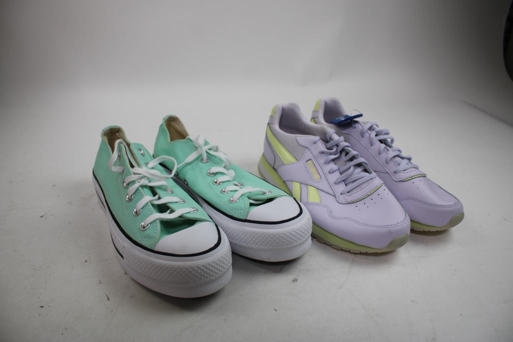 Reebok, Converse Women's Size 9 Shoes, Low Cut Muppets Crew Socks, 4 Pieces