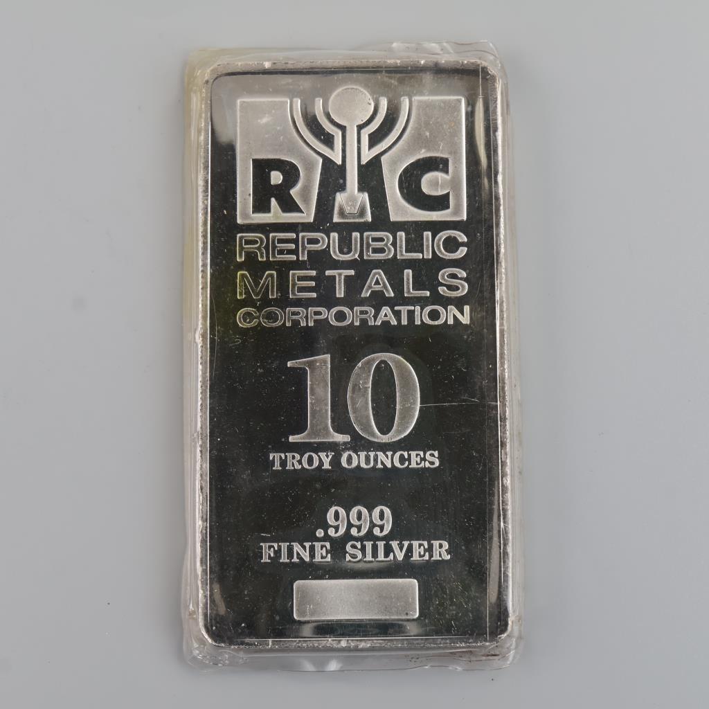 Republic Metals Corporation Fine Silver 10 Troy Oz Bar