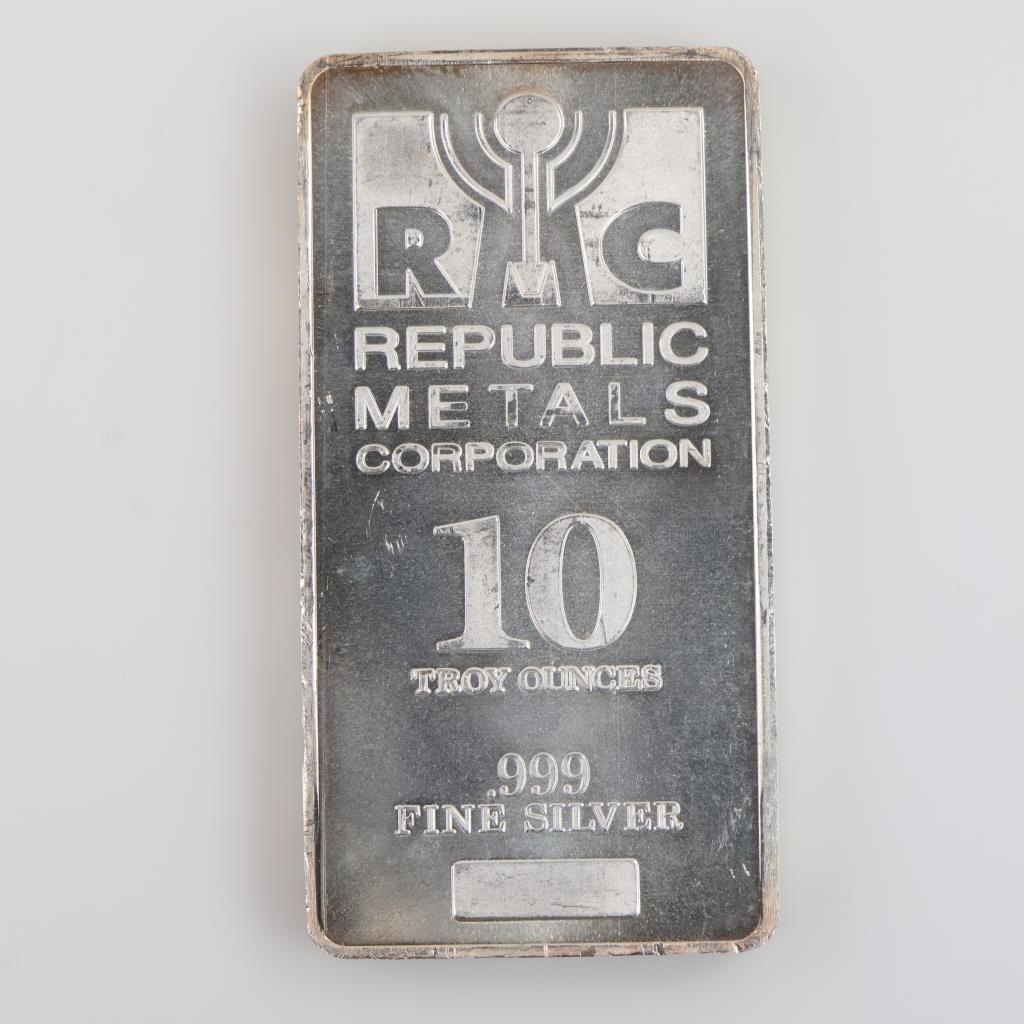 Republic Metals Corporation Fine Silver 10 Troy Oz Bar