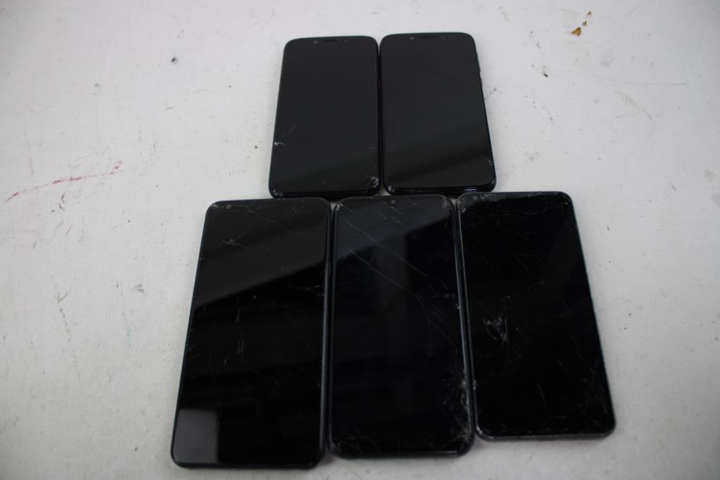 Revvl, LG, Cricket Cell Phone Lot, 5 Pieces, Sold For Parts