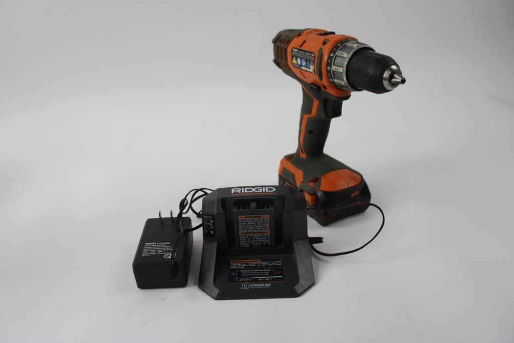 Ridgid 1/2" Cordless Drill/Driver, And Ryobi One+ Angle Grinder, 2 Pieces