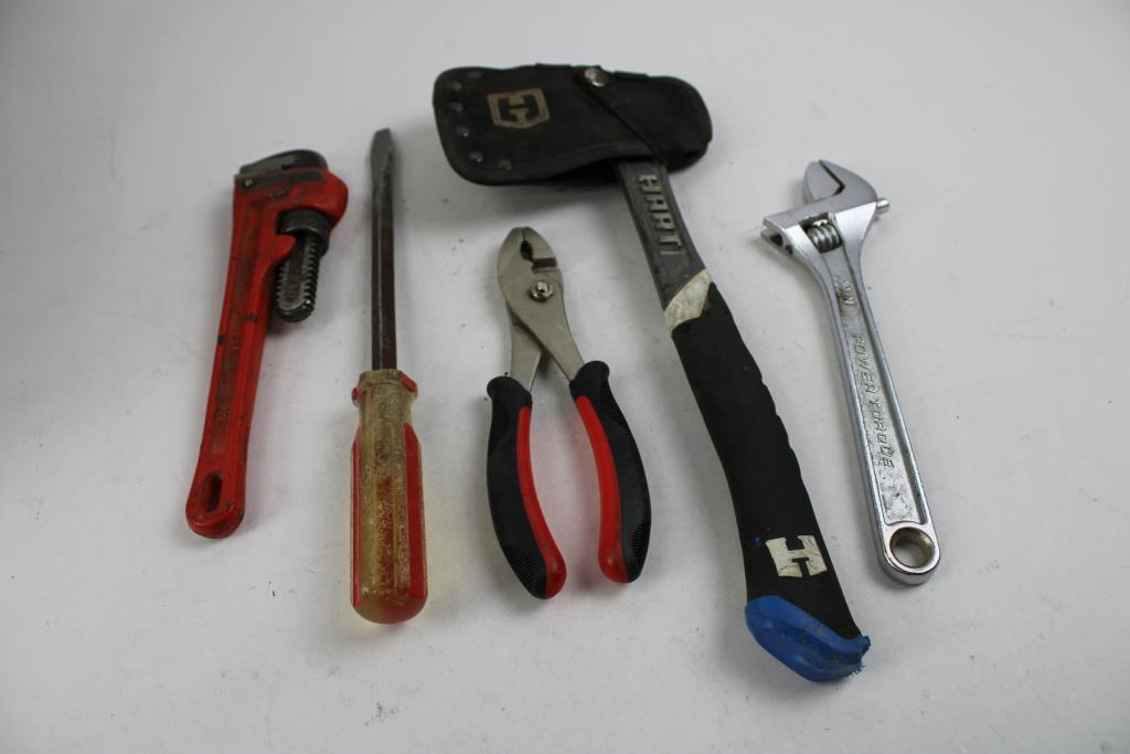 Ridgid Pipe Wrench, Adjustable Wrench, Roadpro Pliers, And More Tools, 8 Pieces
