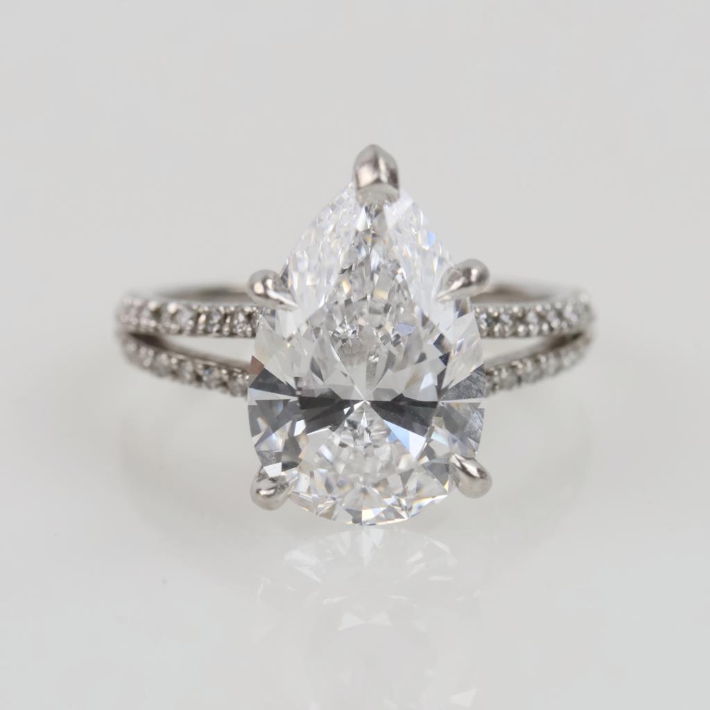 Ritani 4.25cts TW Diamond Platinum Engagement Ring-Evaluated By Our Certified Gemologist-AGS/GIA
