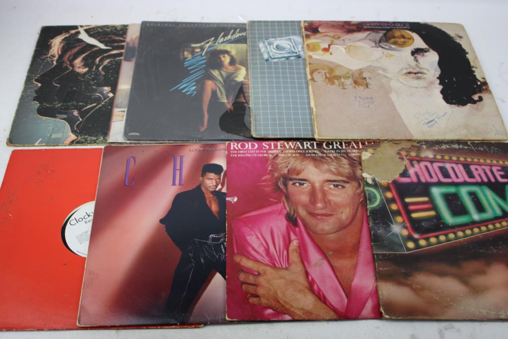 Rod Stewart Greatest Hits, Flashdance Soundtrack, And More Records, 9 Pieces