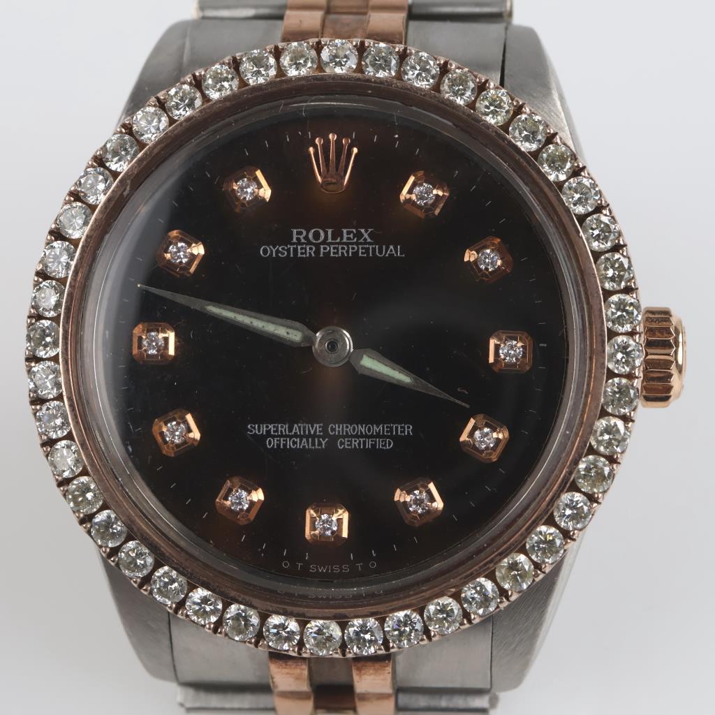 Rolex 1.32cts TW Diamond Gold Accent Perpetual Watch-Evaluated By Our Certified Gemologist-AGS/GIA