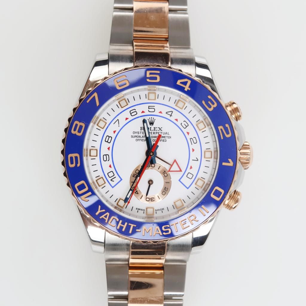 Rolex 18kt Gold Accent Oyster Perpetual Yacht-Master II-Evaluated By Certified Gemologist-AGS/GIA