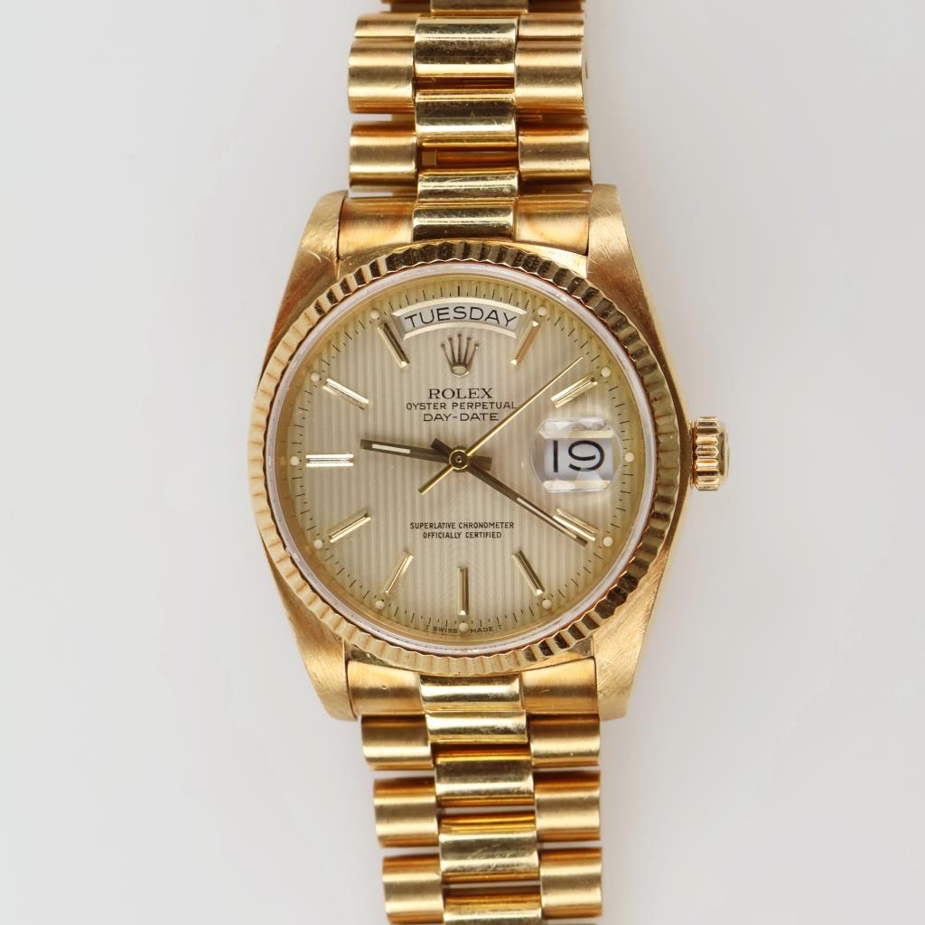 Rolex 18kt Gold President Oyster Perpetual Day/Date Watch-Evaluated By Certified Gemologist-AGS/GIA