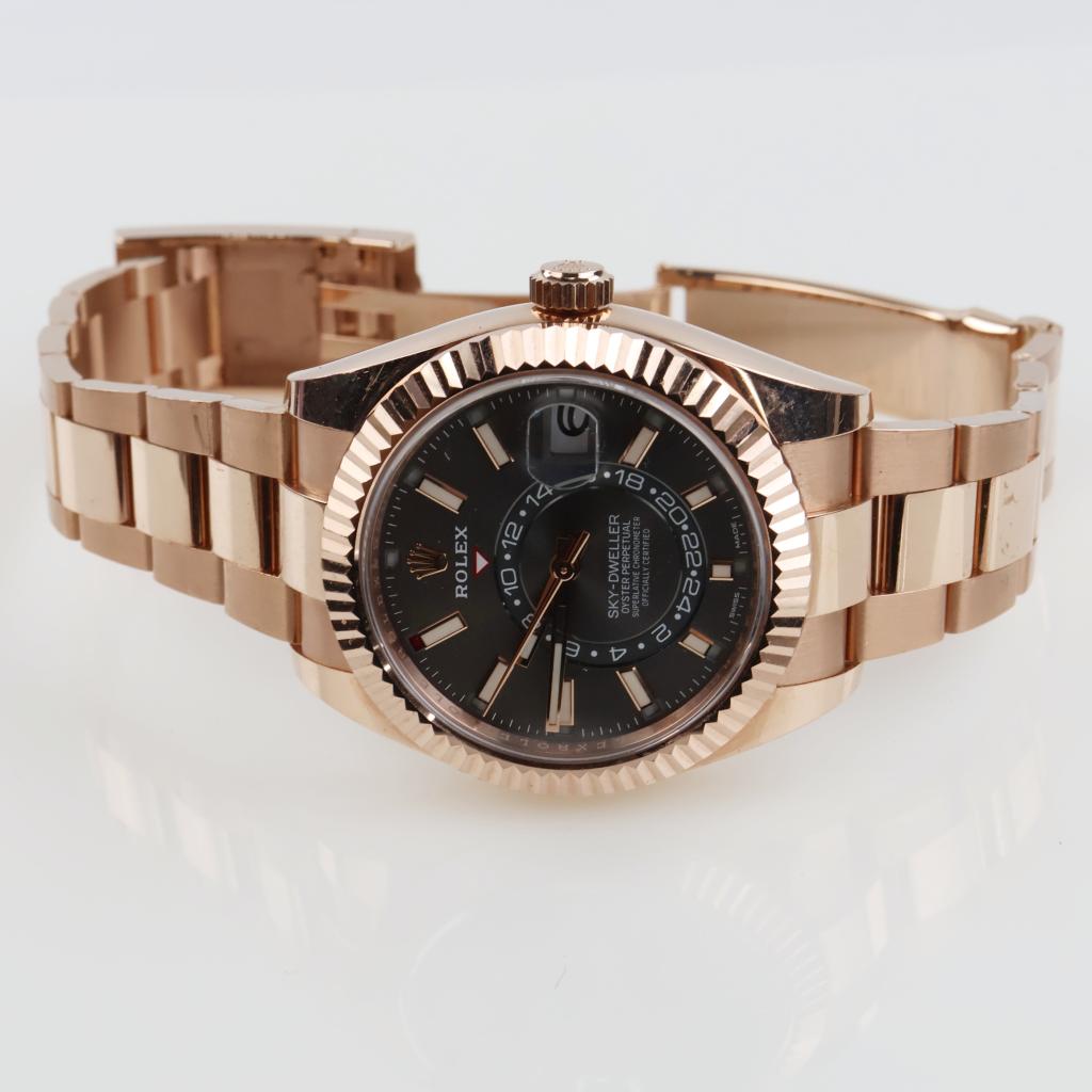 Rolex 18kt Rose Gold Oyster Perpetual Sky Dweller Watch- Evaluated By Certified Gemologist- AGS/GIA