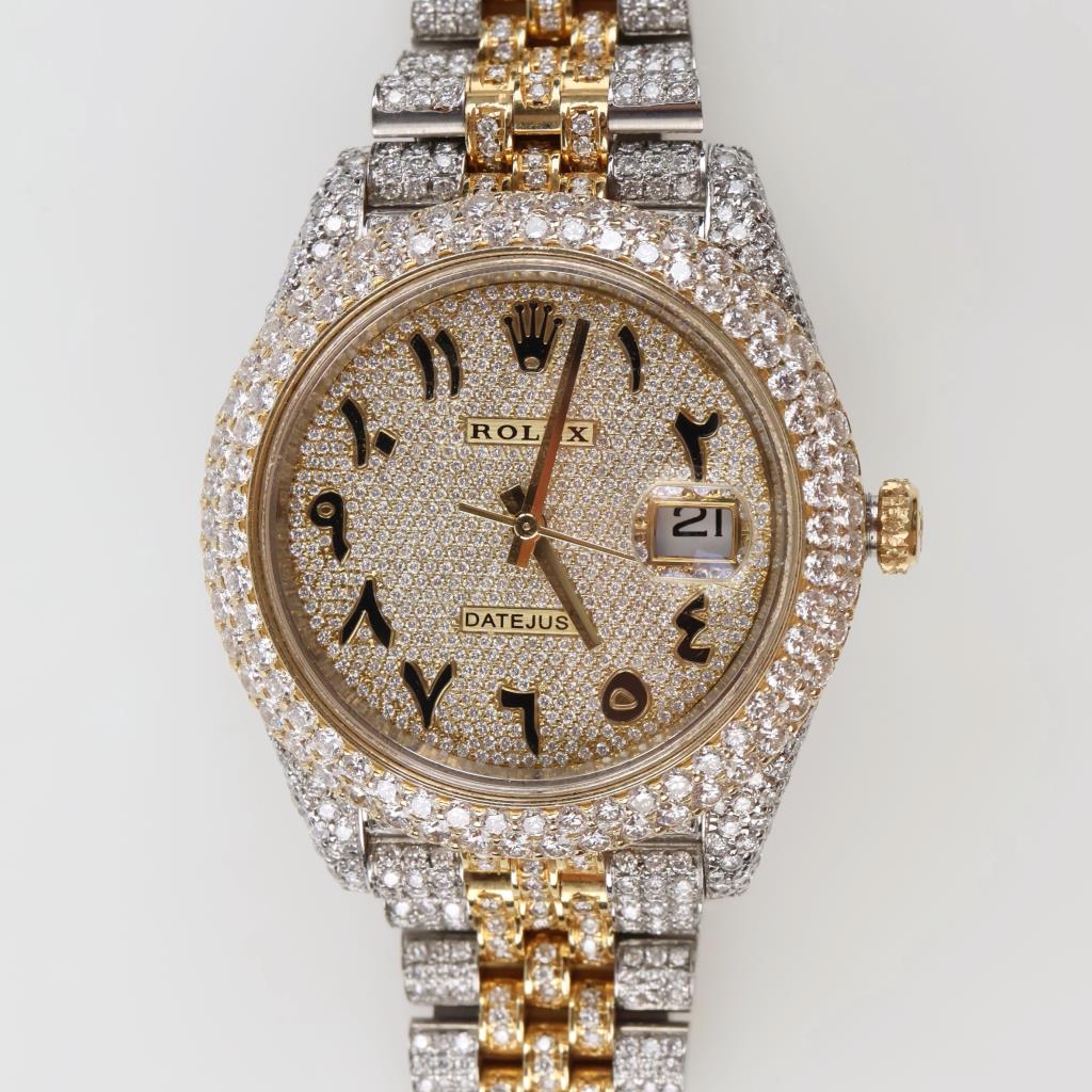 Rolex Date Just 10.54cts TW Diamond Watch-Evaluated By Our Certified Gemologist-AGS/GIA