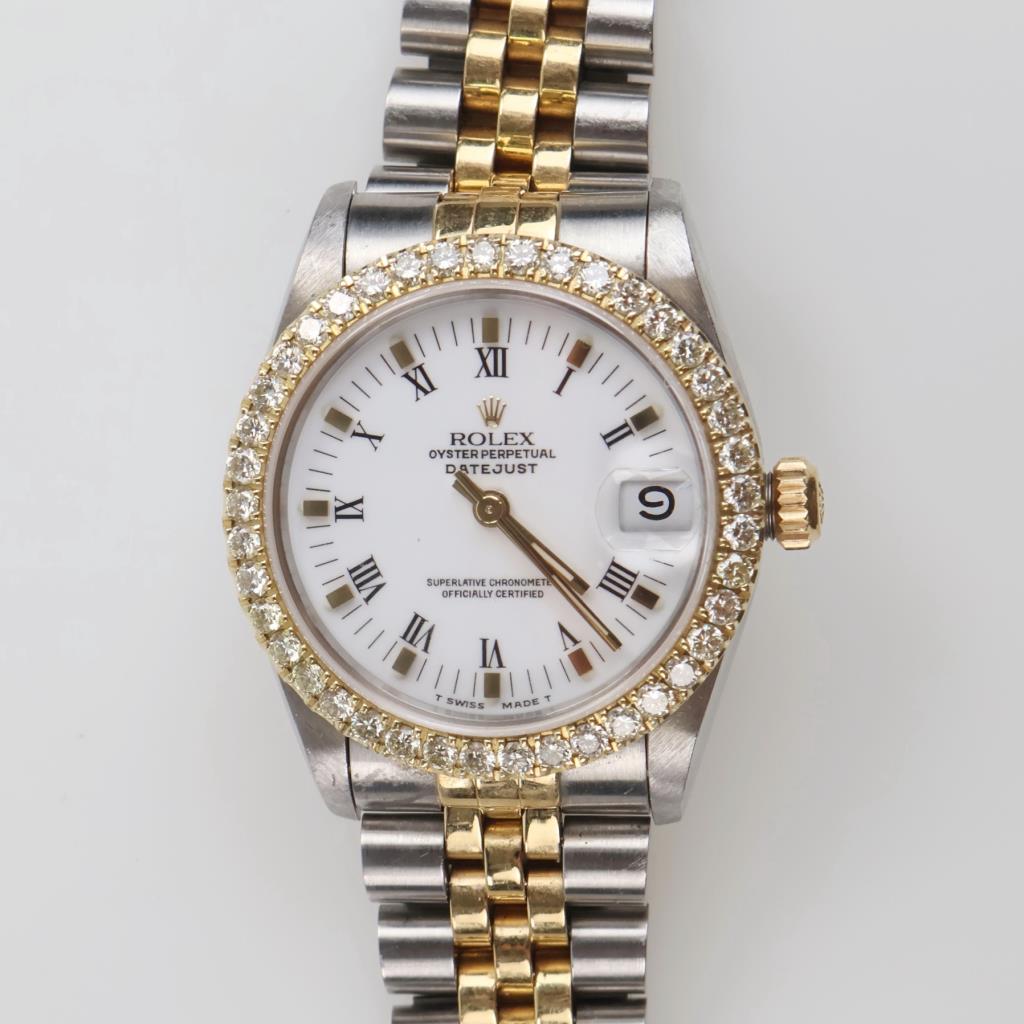 Rolex DateJust 1.23ctTW Diamond 18kt Gold Accent Watch -Evaluated By Certified Gemologist-AGS/GIA