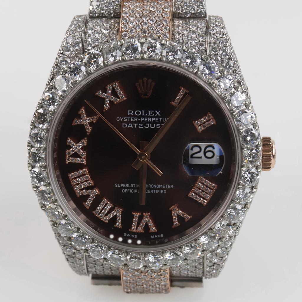 Rolex DateJust 14.29cts TW Diamond  Watch- Evaluated By Our Certified Gemologist-AGS/GIA