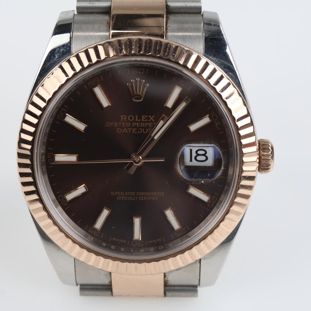 Rolex DateJust 18kt Rose Gold Watch-Evaluated By Our Certified Gemologist-AGS/GIA