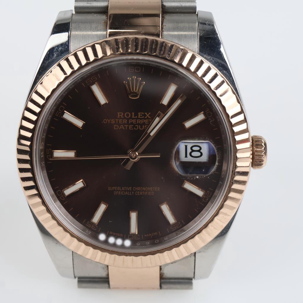 Rolex DateJust 18kt Rose Gold Watch-Evaluated By Our Certified Gemologist-AGS/GIA