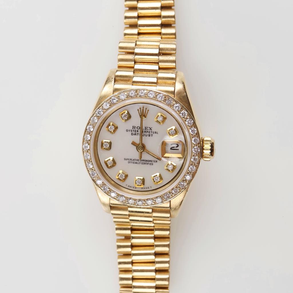 Rolex Datejust Diamond 18kt Gold Watch-Evaluated By Our Certified Gemologist-AGS/GIA