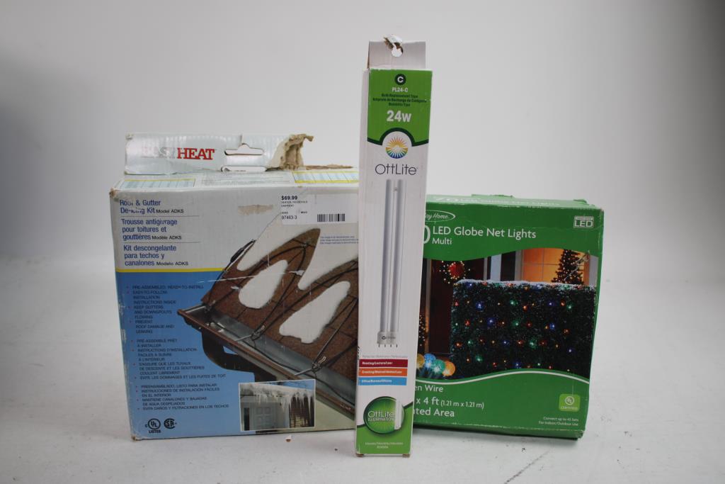 Roof & Gutter De-Icing Kit, LED Globe Net Lights, Bulb Replacement, And More, 5 Pieces