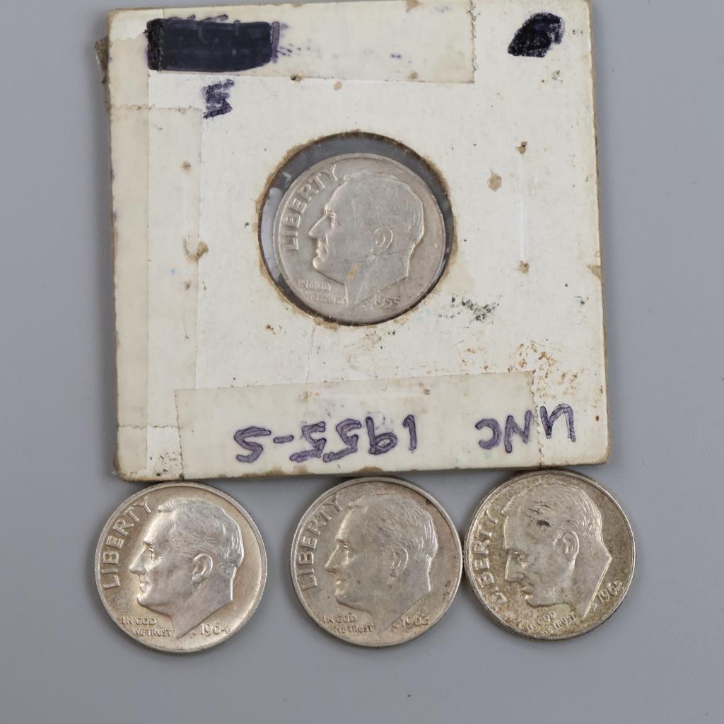 Roosevelt Silver Dimes, 4 Pieces