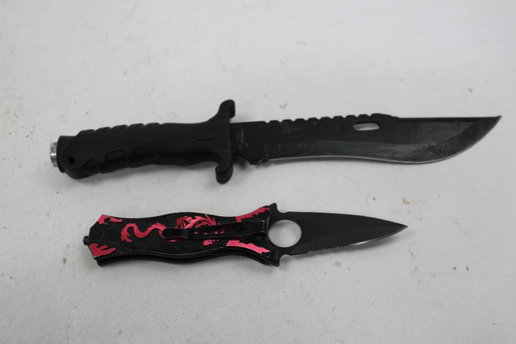 RTek 13" Knife And Pink Dragon Folding Knife, 2 Pieces