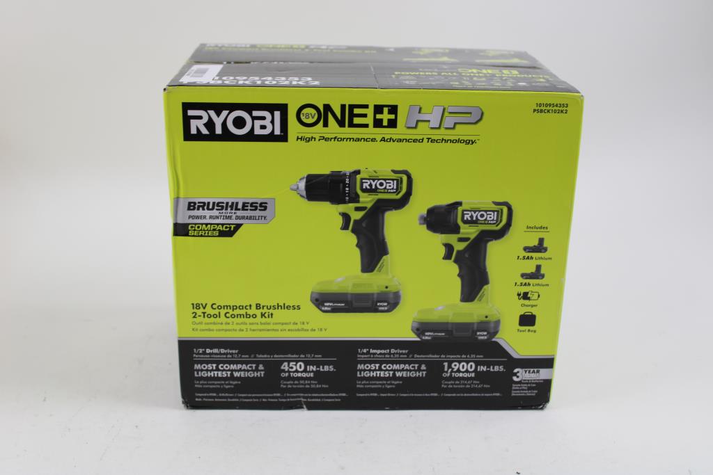 Ryobi 18v Compact Brushless 2-Tool Combo Kit