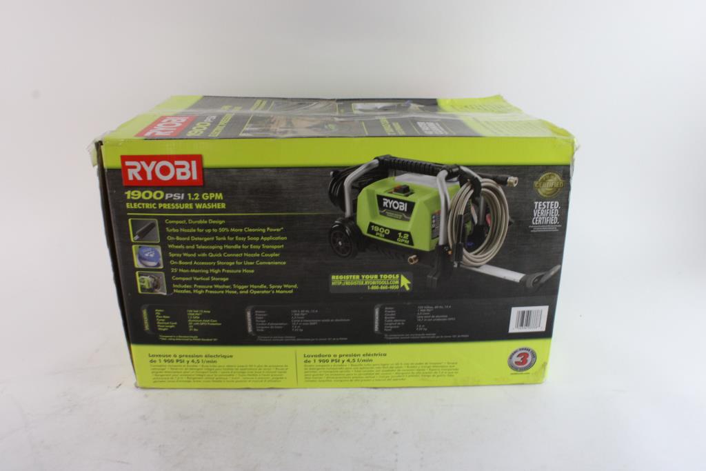 Ryobi 1900 PSI 1.2 GPM Electric Pressure Washer Property Room