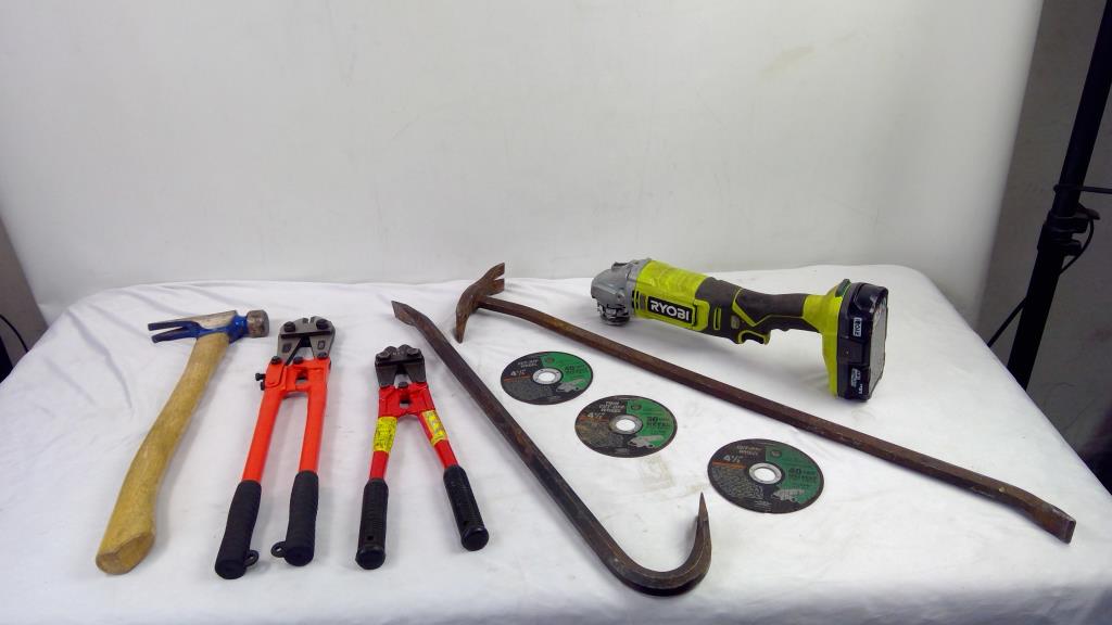 Ryobi Angle Grinder, Cutters, Hammer And More