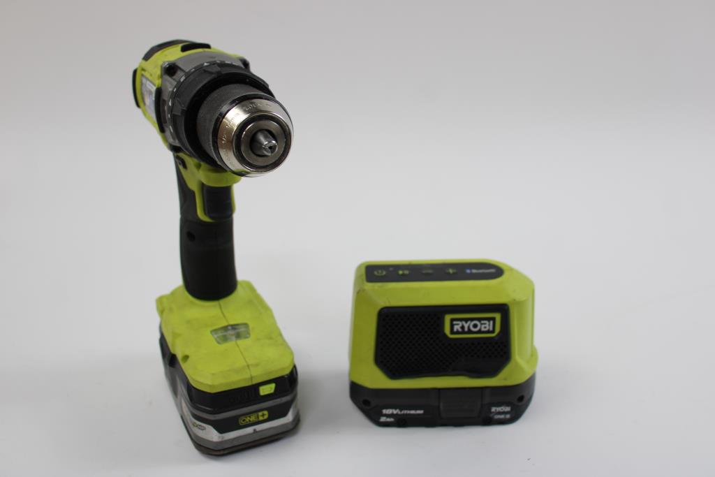 Ryobi Brushless Cordless Hammer Drill, And Bluetooth Speaker, 2+ Pieces