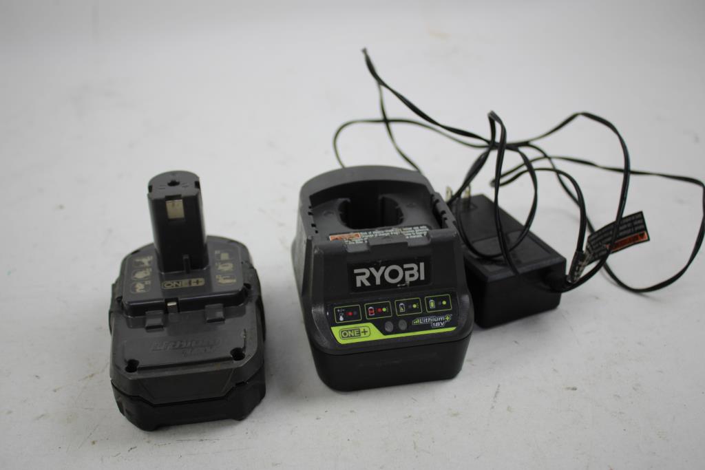 Ryobi Drill Battery And Charger, 6 Pieces