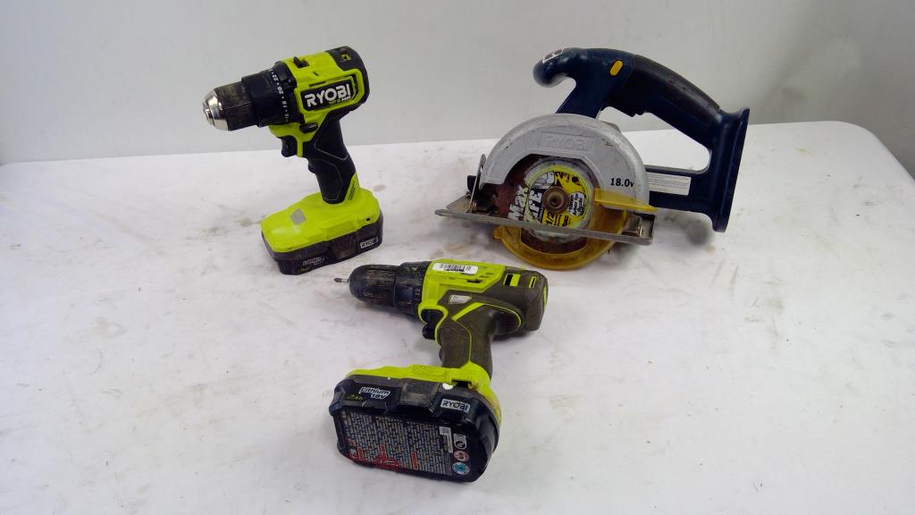 Ryobi Drill/Drivers, Ryobi 5-1/2" Cordless Circular Saw, 3 Pieces