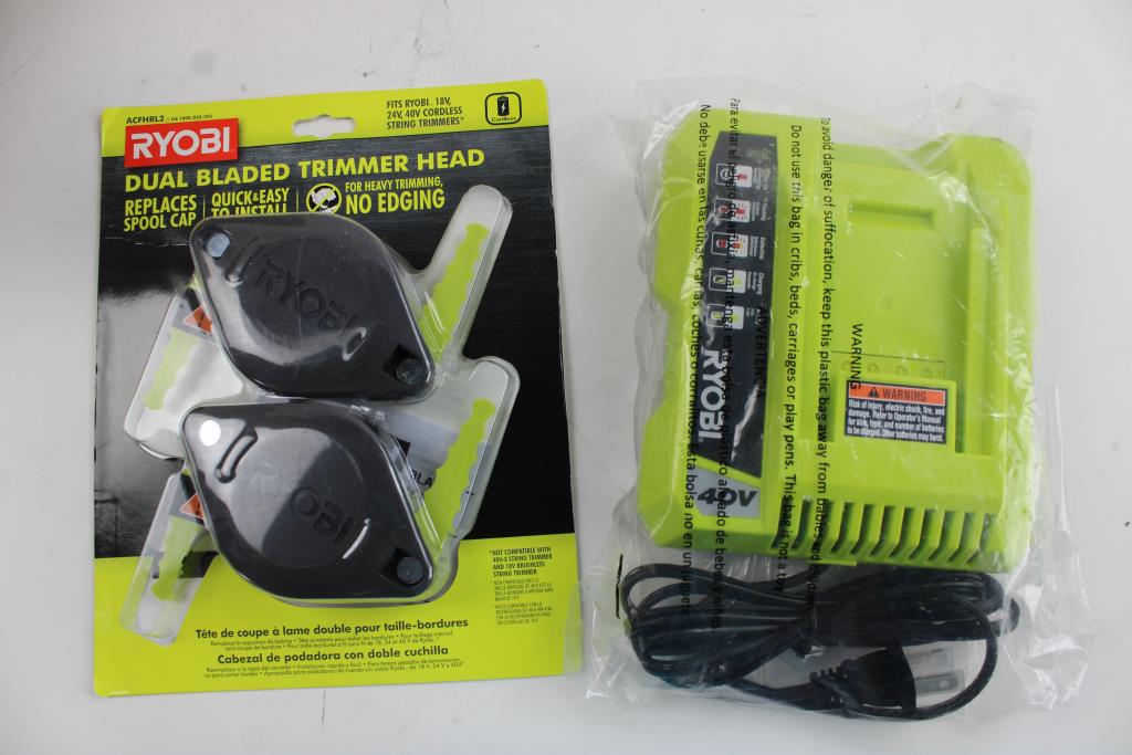 Ryobi Dual Bladed Trimmer Head & Ryobi Charger Property Room