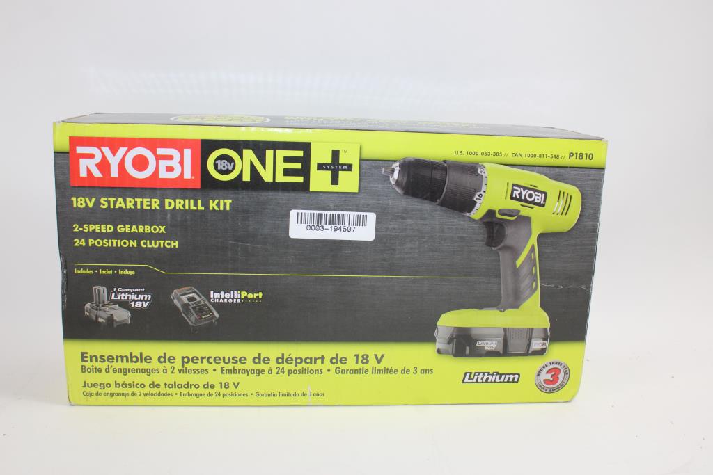 Ryobi One+ 18V Starter Drill Kit P1810 Property Room