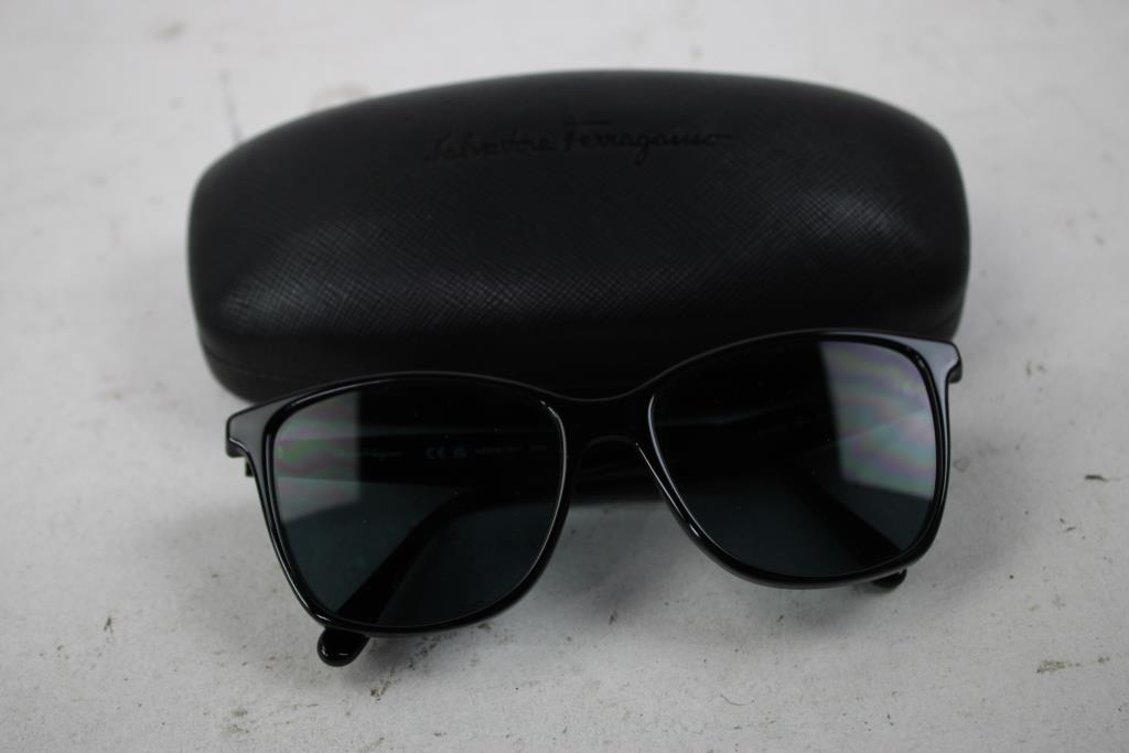 Salvatore Ferragamo Black & Gold Sunglasses