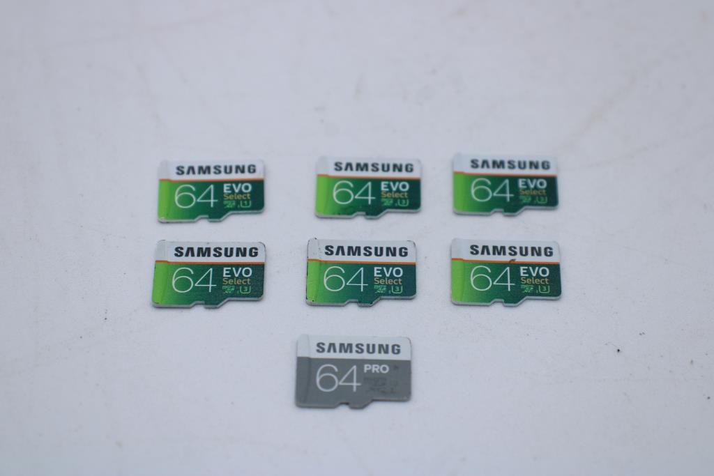 Samsung MicroSD Memory Cards, 64GB, Lot Of 7 Property Room