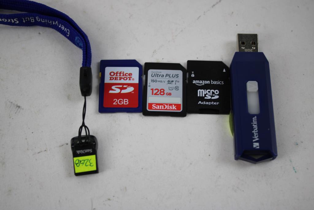 SanDisk, Adata, ImageMate Pro SD Cards, Flashdrive, And MicroSD Adapter, 15 Pieces