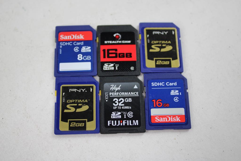 SanDisk, FujiFilm, Samsung, And More SD Cards, 1GB - 128GB, 17 Pieces