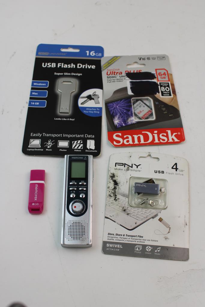 SanDisk Ultra Plus 64gb Sd Card, 416gb Usb Flash Drives, & A Memorex